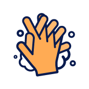 icone de duas mão com dedos entrelaçados sendo lavados