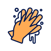 icone demonstrando que deve lavar entre os dedos